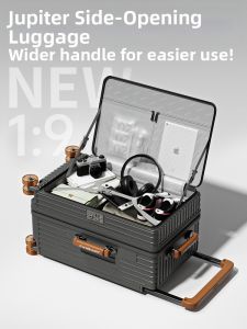 JUPITER FLY|Side-Opening Expandable Aluminum Frame Travel Luggage with Wide Handle and Password Lock