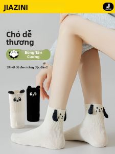 JIAZINI | Tất cotton mỏng mùa hè cho nữ họa tiết chó dễ thương phong cách mới 2024 tất ngắn chống khuẩn dùng trong nhà