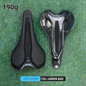 RYET | RYET RT03 3D Printed Carbon Bike Saddle 190g/210g Full Carbon Fiber Rails 7x9mm Hollow Relief Road MTB Cycling Seat Bicycle Part