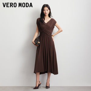 Vero Moda | Autumn Twisted V-Neck Pure Color Sleeveless Long Dress
