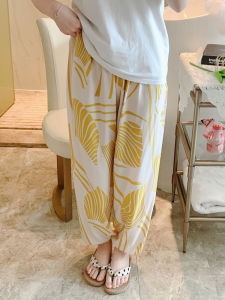Summer Cotton Silk Sleepwear Large Size Artificial Fleece Lantern Pants Beach Home Mosquito Proof Long Trousers Casual Home Style