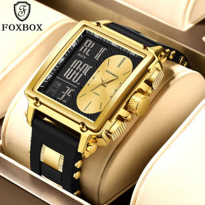 LIGE Sub Brand FOXBOX New Fashion Square Digital Watch Men Casual Waterproof Sports Chronograph Quartz watches + Box