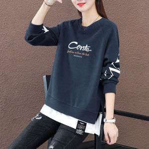 Slimming Effect Autumn Fashion Loose Fit Long Sleeve Sweatshirt Womens Korean Style Thin Ladies Comfortable round Neck Top
