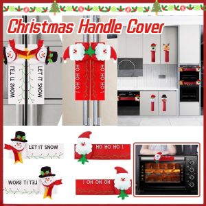 Christmas Refrigerator Door Knob Cover Home Decor Oven Handle Handles Anti Skid Protector Gloves