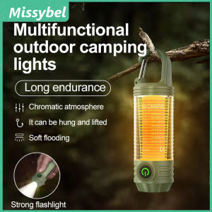 ไฟ LED แคมป์อเนกประสงค์สำหรับขับขี่กลางแจ้งยามค่ำคืนประเภท C ไฟฉายแบบชาร์จไฟได้พวงกุญแจแบบพกพาไฟฉายขนาดเล็กขอแขวนในบรรยากาศการตั้งแคมป์