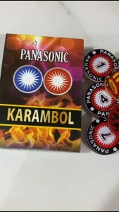 Biji Karambol Tebal 4 mm Motif Panasonic / Random | koin krambol satu lapis original | 1 set buah kerambol 4mm | coin bola carambol | anak carrom games