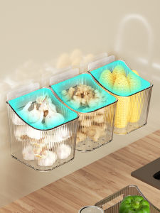 Kitchen Bathroom Plastic Storage Box Rack Hanging Basket Wall Mounted Garlic Onion Ginger Storage Basket Nordic Style Drainage