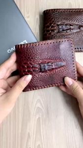 Ví nam bóp nam đẹp da bò kiểu ngang hiện đại vân cá sấu hàng gia công DT37