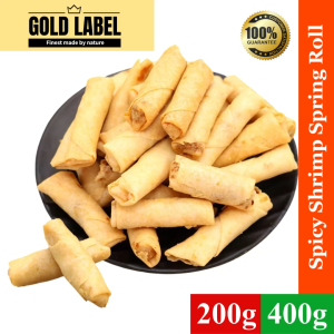 GoldLabel Spicy Shrimp Spring Roll 200g/400g - Crispy golden rolls with visible shrimp filling 100% quality guarantee