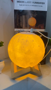 3D Moon Lamp 880ml Air Humidifier 3 Color Variations LED Night Light USB Air Diffuser Aroma Essential Mist Purifier 13cm Full Moon Touch Sensor Reachargeable Ultrasonic Humidificador