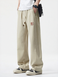 Wood soon | Spring Summer Loose Casual Streetwear Straight Leg Pants Knit Trousers