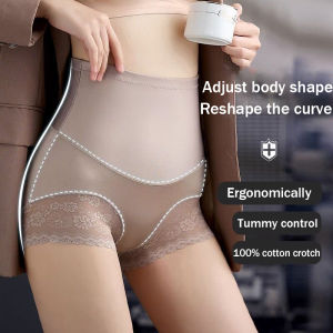 OK Bra High-waisted Womens Underwear Lace Abdomen Slimming Hip Lifting High Elastic Boxer Breathable No Trace No Sensation Pure Cotton Safety Pants
