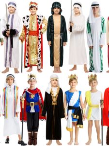 Kings Robe Childrens Aladdin Prince Costume Stage Performance Clothes Traditional Middle Eastern Prince Outfit Available in Stock