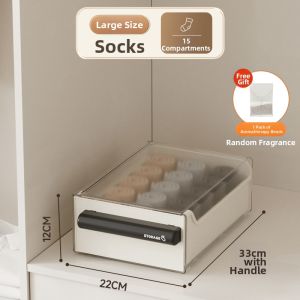 XINGYOU | Partitioned Drawer Storage Box for Underwear Socks and Underpants 3-in-1