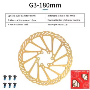 MTB Bicycle Brake Rotors G3/HS1 160mm 180mm Gold Bike Brake Rotor High Strength 6 Hole Stainless Steel Mountain Bike Accessories