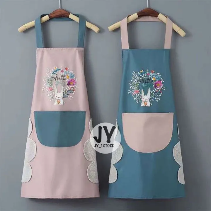 1pc%20%20%20Kitchen%20Apron%20Wipeable%20Waterproof%20Oil-Proof%20Rabbit%20Stripe%20Daisy%20Cooking%20Shop%20Chef%20Baking%20Accessories%20%E9%98%B2%E6%B0%B4%E5%9B%B4%E8%A3%99%20Apron%20-%20Image%202