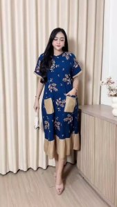 Dress Nagita Soft Rayon Premium Busui Ld 110 Ada Saku Depan - Daster Motif Terbaru Bahan Rayon premium Adem Serap Keringat Daster Murah