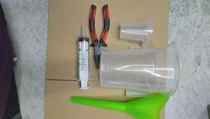 [VG291] Combo dụng cụ chiết nhớt và thay nhớt có vạch chia(ca 1L ca 100ml quặng  ống xylanh  kiềm MEANFAST điếu 12mm 17mm)