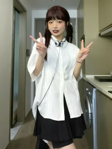 Áo Sơ Mi Voan Tay Bồng Trắng Thiết Kế Kiểu Pháp Dành Cho Nữ Mùa Hè Mỏng Phong Cách Đại Học Chuyên Nghiệp Tay Ngắn Thường Ngày