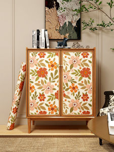 Retro French Style Self Adhesive Cabinet Stickers Furniture Renovation Wall Paper Kitchen Cabinet Door Stickers Waterproof PVC