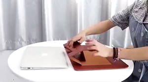3 in 1 Laptop Sleeve and Stand Mousepad Leather Waterproof Computer Stand Bag