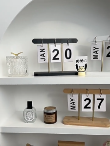 1 PC Modern Minimal Reusable Desk Calendar Rotatable Month Date Flip Cards Office Workspace Elegant Desktop Ornament