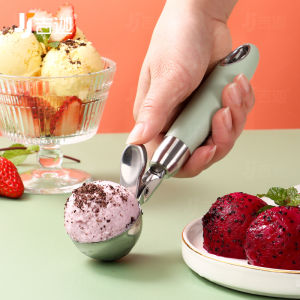 304 Stainless Steel Ice Cream Spoon Ball Digging Tool Fruit Scoop round Ball Watermelon Digging Kitchen Utensil Ice Cream Spoon