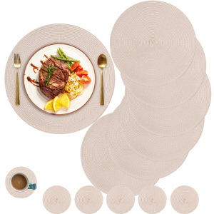 ชุดแผ่นรองจานกลมแบบทอ 6 ชิ้น ขนาด 13 นิ้ว กันลื่น ทนความร้อน ใช้รองชาม ซักได้ เหมาะสำหรับงานเลี้ยงอาหารค่ำ ตกแต่งโต๊ะคริสต์มาส