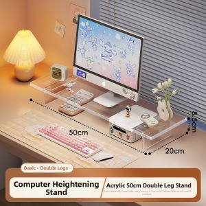 WUBUWEI | Ergonomic Acrylic Monitor Stand Desk Organizer Keyboard Tray