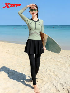 XTEP | Color Block Conservative Swimwear Skirted Long Sleeve