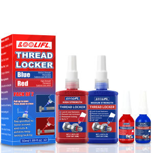 LOOLIFL Thread Locker Blue & Red Medium/High Strength ThreadlockerRemovable/Permanent LockingAnti-Rust & Seal for Nuts &Bolts
