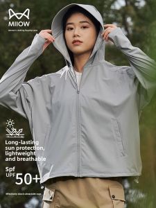 Miiow | Quick Dry Hat Jacket For Men And Women Cat Person New 2025 Couple Anti UV Sun Protection Clothing Summer Outerwear Top Shirt