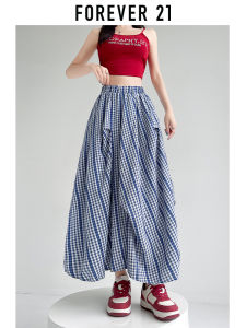 กระโปรงสั้นทรงเอเอวสูงลายสก็อตสีน้ำเงิน กระโปรงทรงเอยาวปานกลาง ทรงหลวม ผ้าโพลีเอสเตอร์ ฤดูร้อน 2025 กระโปรงสั้นสีพื้น