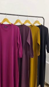 Baheera Midi Dress Baju Gamis Kaos Polos Wanita Lebaran Terbaru Koleksi Special Hari Raya by Deloza