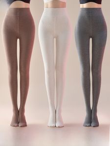 MiiOW | Quần tất nữ màu trắng cạp cao mùa xuân thu ngoài trời không rơi quần bó sát quần dài màu xám quần lót