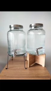 เครื่องดื่ม โหลแก้วมินิมอล 5.0 ลิตร โหลน้ำผลไม้ โหลใส่เครื่องดื่ม จัดส่งไว มีเก็บปลายทาง โหลแก้วมีก๊อก โหลจ่าย