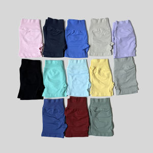 2025 Seamless Yoga Shorts Women Fitness Sports Biker 4.5" Low Ribbed Band Gym Shorts Workout Scrunch Butt Impact Leggings