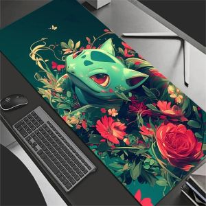 Bandai | Anime Computer Mouse Pad Gamer Mouse Pads Large Gaming Mousepad XXL Desk Mause Pad P-Pokemons Bulbasaur Keyboard Mouse Carpet