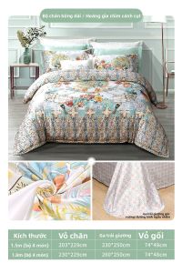 FUANNA (富安娜) | Bộ Đồ Chăn Ga Gối Bốn Món Cotton Sợi Dài Cao Cấp