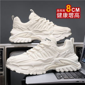 2024 New Mens Dad Shoes Invisible Heightening 8cm Breathable Mesh Sports Casual White Sneakers Youthful Vitality Style