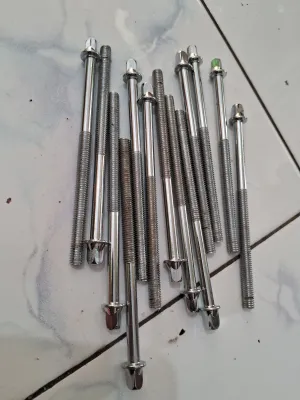 baut drum tension panjang rod 10 cm drat m6 6 mili untuk bass drumband marching