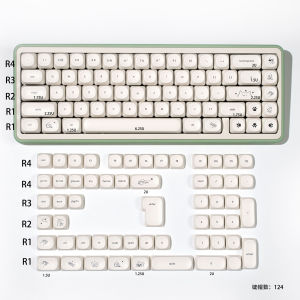Milk White Puppy Keycaps 124 Keys MOA Keycaps Dye-Sublimate PBT keycaps Cute Kitten Dog Small Font For Mechanical Keyboards