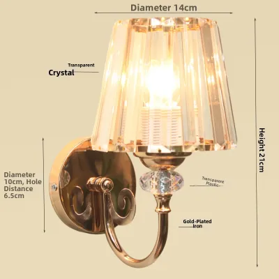 Luxury Crystal Golden Opulent Nordic Simple Style Energy-saving Wall Light