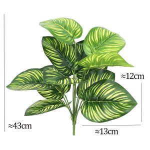 40cm Artificial Palm Tree Fake Monstera Plants Tropical Plastic Leaf Without Pot False Plant Bouquet For Home Garden Party Decor