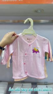 Đồ sơ sinh bé trai bé gái BABIBOO áo sơ sinh dài tay cổ tim vải cotton mềm mịn an toàn cho da-BB17