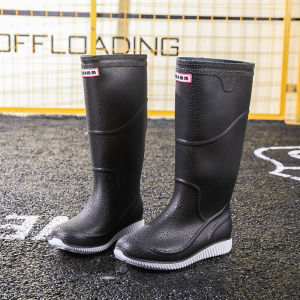 Fashionable Waterproof Mens Rain Boots Long Tube High Tube Work Shoes Anti-slip Kitchen Work Rubber Shoes Spring Autumn
