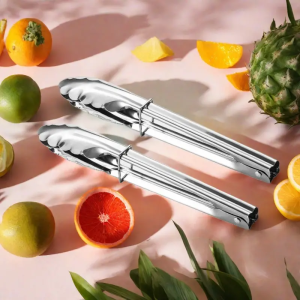 1pcs Stainless Steel Food TongsMini Kitchen Cooking Tongs Locking Clip Salad Serving Tongs with Non-Slip Tips for BBQ Baking