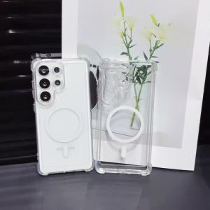 For Magsafe Clear Case for Samsung Galaxy S26 S25 S24 S23 S22 FE Ultra Plus Magnetic Anti-Yellowing Four-corner Phone Cover