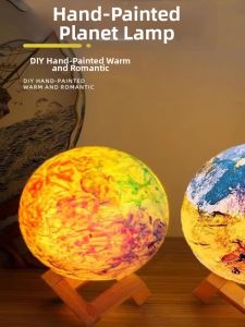 DIY Hand-Painted Space Moon Lamp