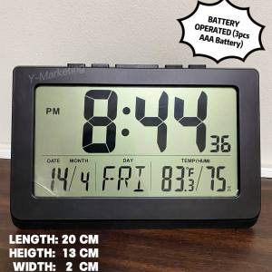 WY-1708 Large LCD Alarm Clock Can Wall-Hang Or Display stand (Battery Operated)